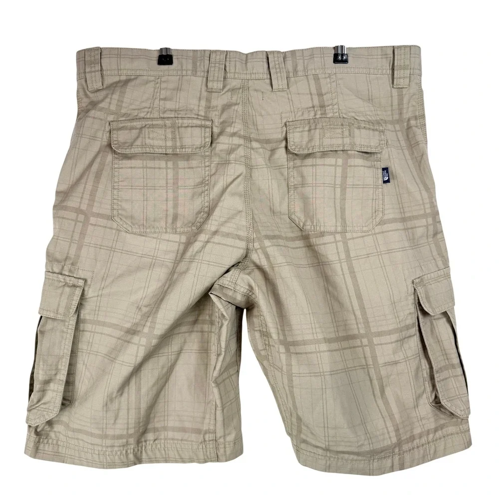The North Face Cargo Shorts Mens 40 Tan Plaid Gorpcore Hiking Outdoor Utility